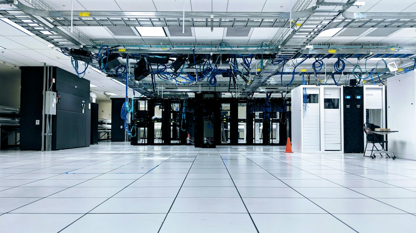 Server cabinets and network cabling in a data center
